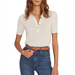 Favorite Daughter Erin Ribbed Polo in White Size XS
